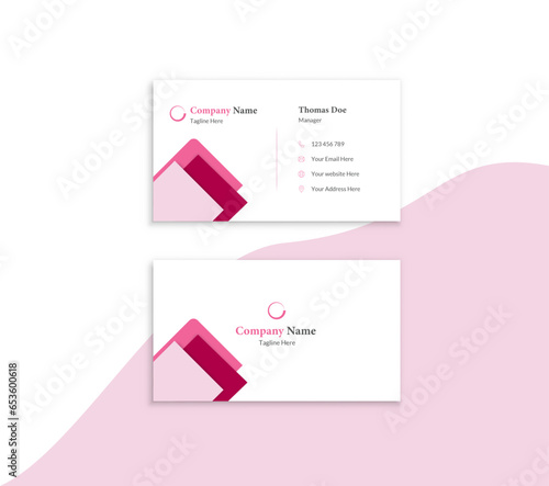 A modern and minimalistic business card design with a hint of pink.