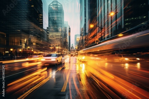 Highlighting the vibe of city traffic. Generative AI © Daniel