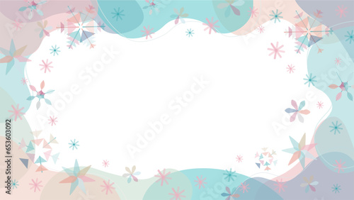 クリスマスに使えるピンクと水色の雪の結晶のベクターフレーム画像