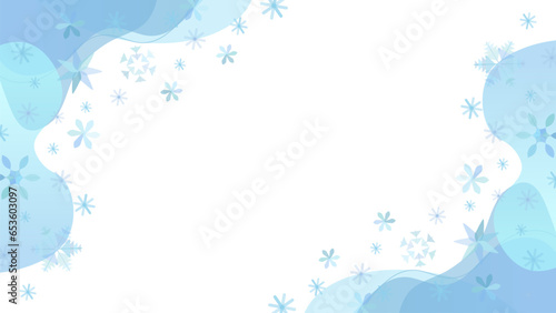 クリスマスに使える水色の雪の結晶のベクターフレーム画像