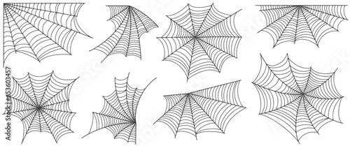 Vector Set of spider web on white