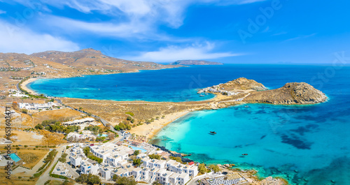 Landscape with coast of Mykonos island, Greece Cyclades photo
