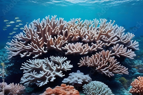 Describe the beauty of a coral reef teeming with marine life. 