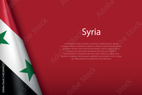 national flag Syria isolated on background with copyspace