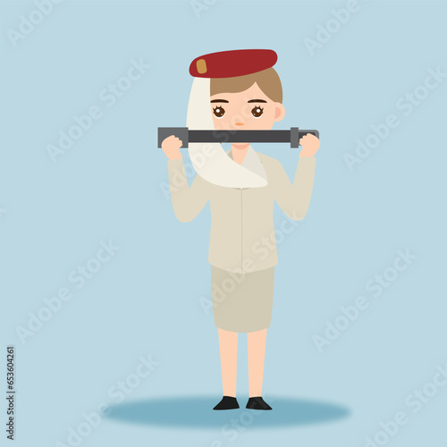 Stewardess. Woman hostess using uniform of boarding airplane girl vector cartoon characters. Stewardess and hostess attendant cartoon illustration