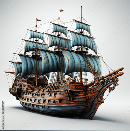 wooden pirate boat tranparent