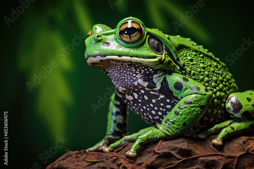 Beautiful green toad closeup