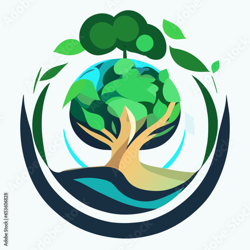 illustration of a hand holding leaf ecology Green Planet