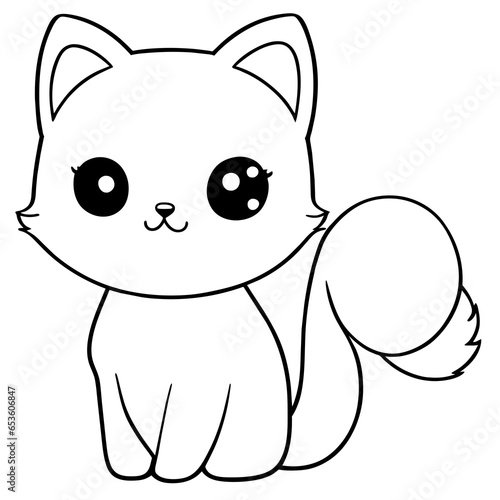 Cute cat coloring book for children lineart black line