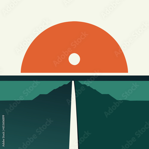 road to sunset vector illustration 