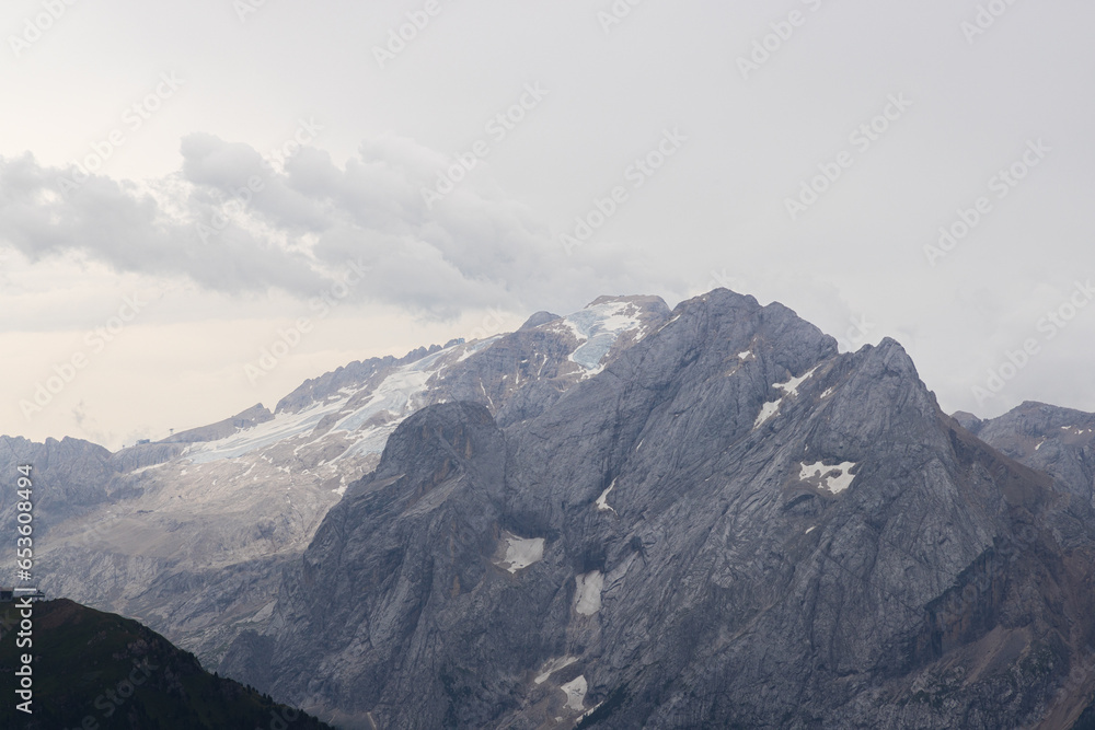 A view of the Marmolada and the countryside into Val di Fassa