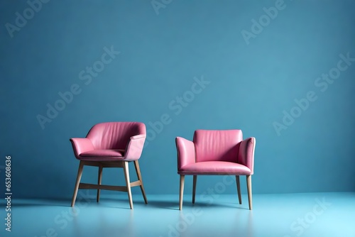 pink chair isolated on blue background
