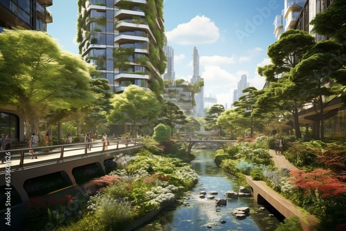 Sustainable urban oasis with advanced technology. Generative AI