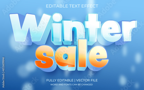Winter Sale in 3D Font with Snowflake Background