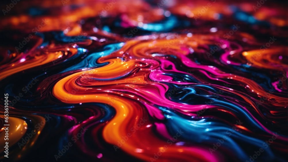 A Detailed Illustration Of Neon Colored Fluid Flowing Into Each Other Background. Closeup of Abstract Colorful, Highly-textured.
A Detailed Illustration Of Neon Colored Fluid Flowing Into Each Other Background. Closeup of Abstract Colorful, Highly-textured.