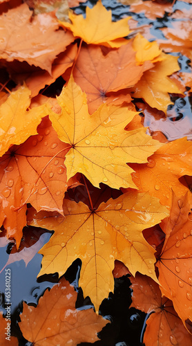 Autumn leaves lying on the floor