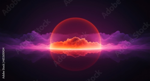 Spacecore Dreams: Glowing Neon Cloud Against a Dark Universe photo