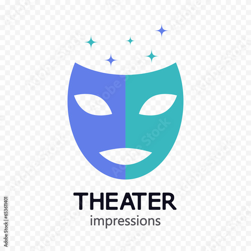 A theatrical or carnival mask, a symbol of comedy, tragedy, mystery. Vector illustration.