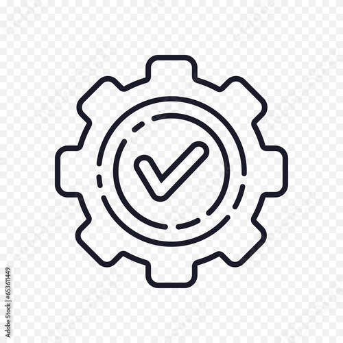 Effective maintenance concept, gear symbol, system data result pictogram.