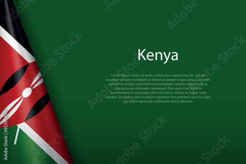 national flag Kenya isolated on background with copyspace