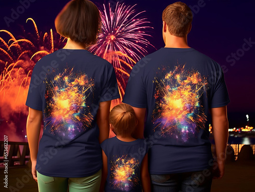 People looking fireworks in new year evening
