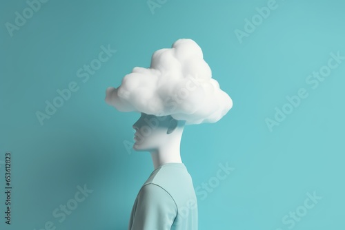 A person with a cloud on their head