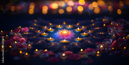 Traditional Diwali Festival decoration background. Festival of lights concept.