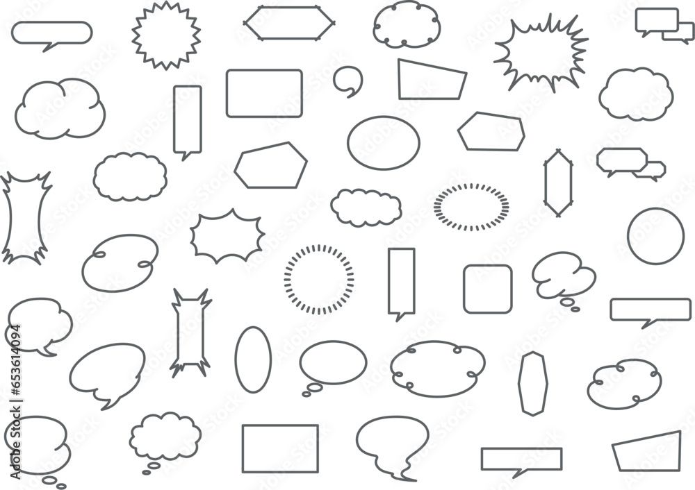 Fototapeta premium 吹き出しの線画イラストアイコンセット