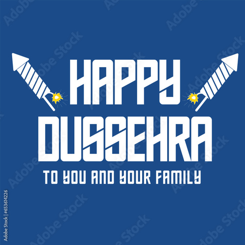 Happy Dussehra vector template with firecrackers  photo