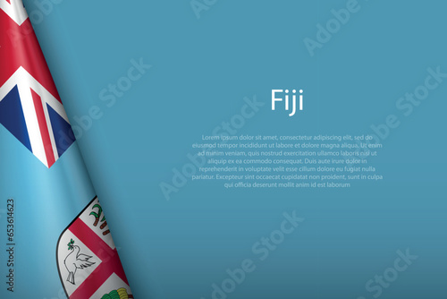national flag Fiji isolated on background with copyspace
