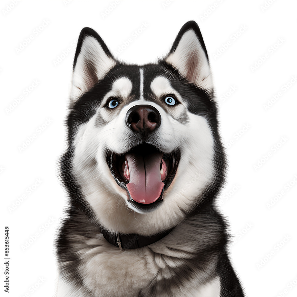 Funny dog smiling happily, funny and cute animal concept.