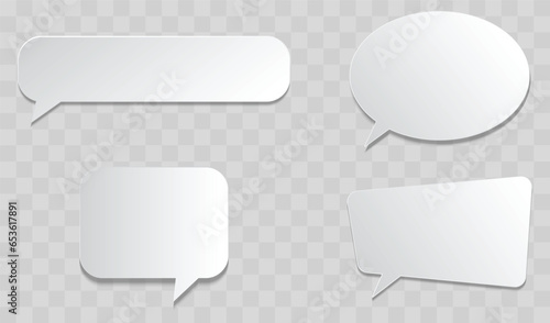 White blank speech bubbles isolated vector set. Infographic design thought bubble on the transparent background. Eps 10 vector file.