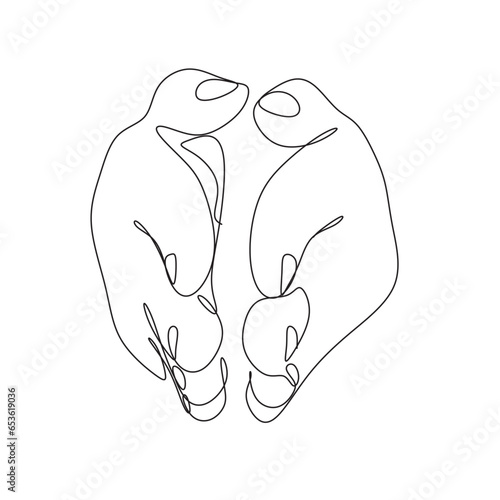 One line drawing. Happy friendly family.
Fashionable couple style.