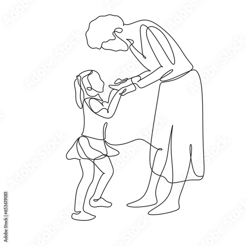 One line drawing. Happy friendly family.
Fashionable couple style.