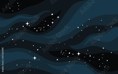 Vector space background . Cute flat style template with Stars in Outer space