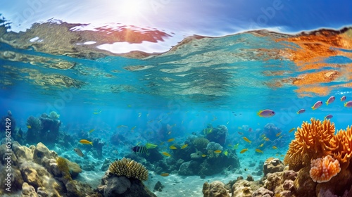 Underwater world  Underwater views  coral reefs and fish. Generative AI