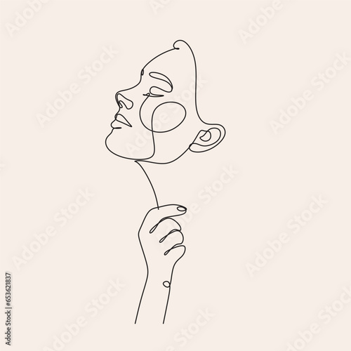 Wallpaper Mural Line art woman face draw. elegant minimalist abstract women face for fashion illustration Torontodigital.ca