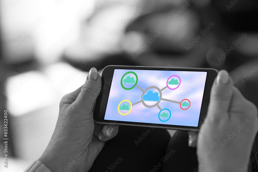 Cloud networking concept on a smartphone Cloud networking concept on a smartphone