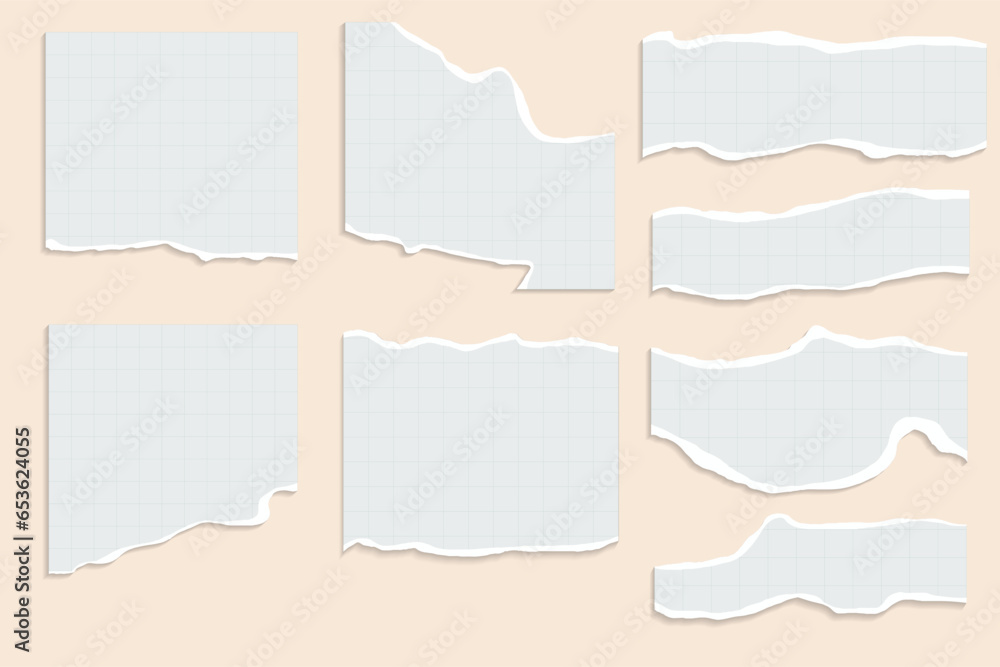 vector Realistic collection of torn paper sheets on transparent background eps 10
