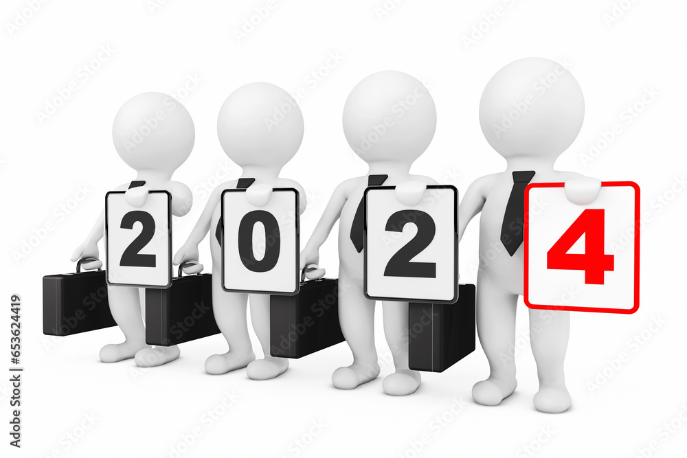 3d Businessmans with New 2024 Year Sign. 3d Rendering 3d Businessmans with New 2024 Year Sign. 3d Rendering