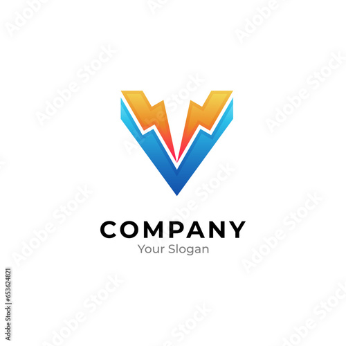 Free Download V thunder creative logo - GFXLoad