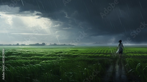 a light summer rain, where fields of crops sway in the breeze, soaking up the nourishment