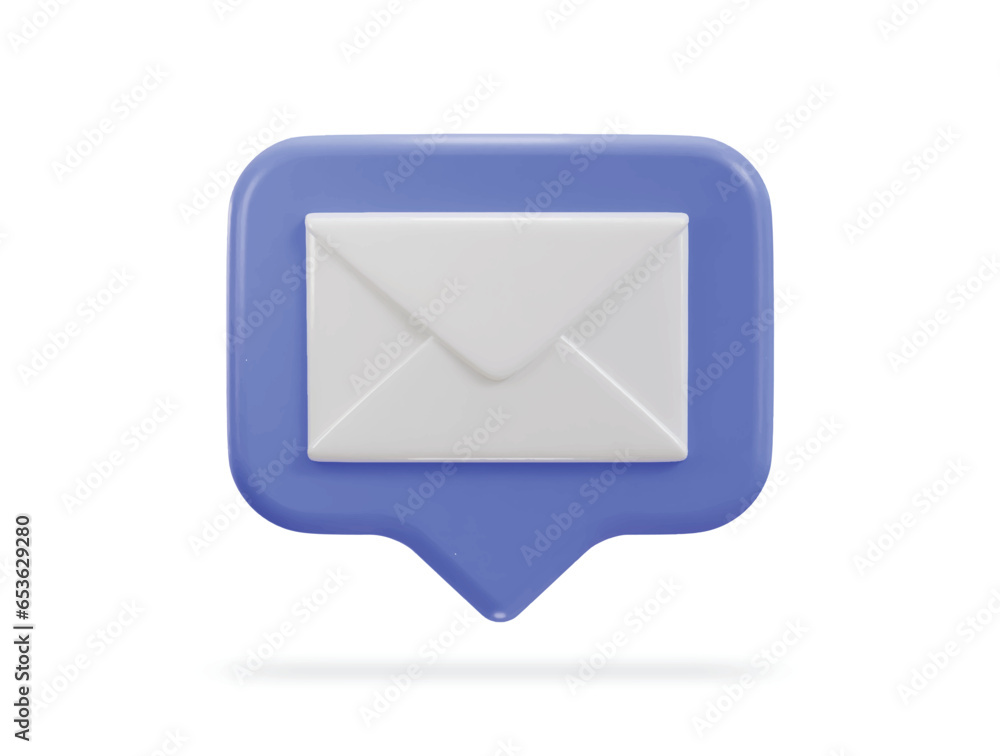 Mail message or envelope icon in 3d speech bubble icon Mail message or envelope icon in 3d speech bubble icon