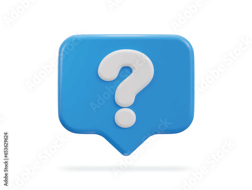 3d question Mark in Bubble Speech Sign Icon