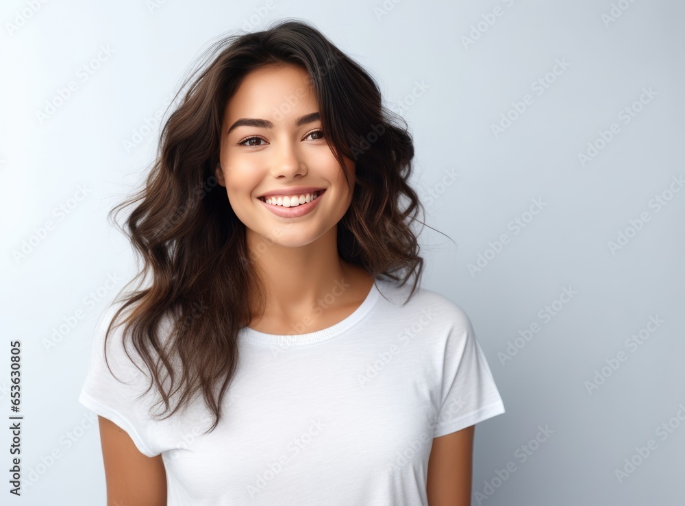 Cute woman standing on a white background Cute woman standing on a white background