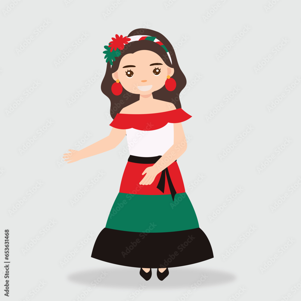 mexican women cartoon character . mexican girl characters for celebration, independence day, national patterns,fiesta and decoration