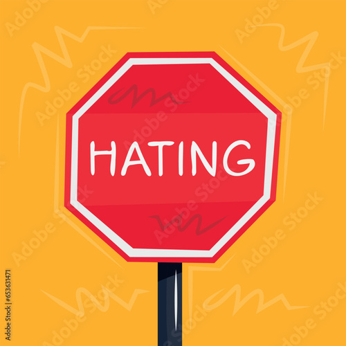 Warning sign (Hating), vector illustration.