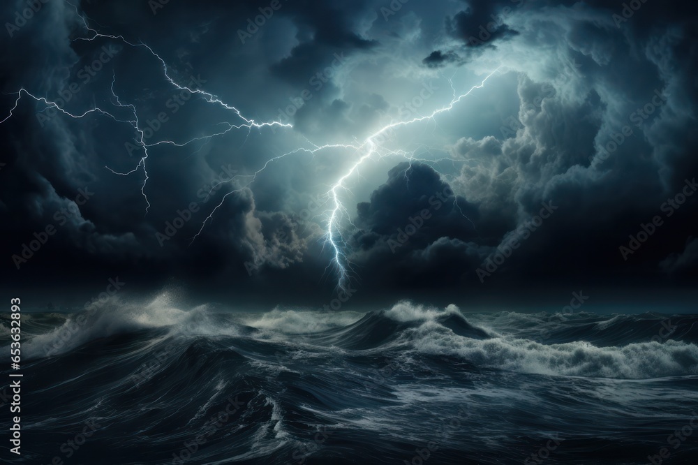 lightning over the sea storm sever weather landscape