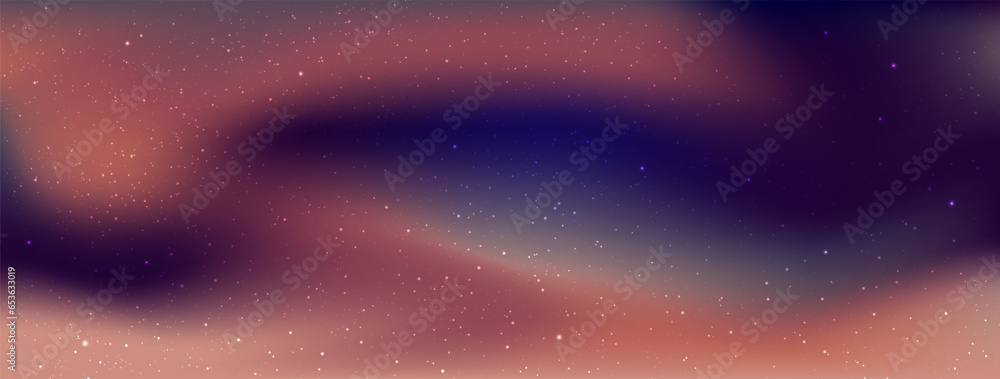 Fototapeta premium Astrology horizontal star universe background, Colorful galaxy , Starry night with shiny stars in the gradient sky, Vector illustration.