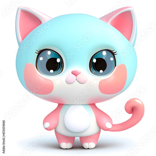Cartoon character puppy 3d illustration for children. Cute fairytale cat print for clothes, stationery, books, merchandise. Toy puppy 3D character banner, background. Cartoon character 3d cat.